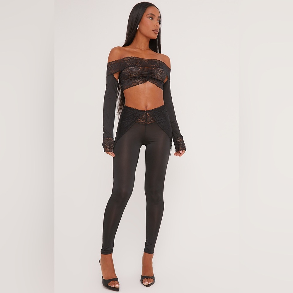 Elegant Black Lace Off-Shoulder Ensemble